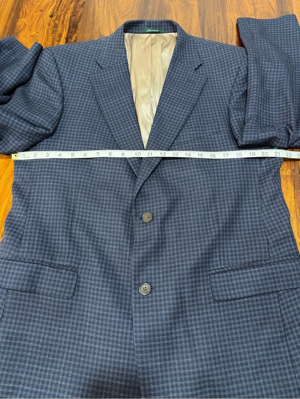 Kingsridge Wool Silk Sport Coat Men's 42R Blue Check Blazer Classic Preppy